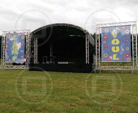 6m arc roof outdoor stage with PA wings.