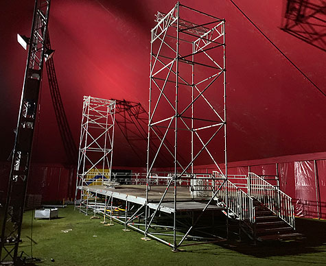 Layher PA towers integral with stage