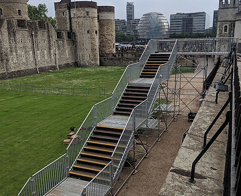 Access stairs under construction at the Tower of London.