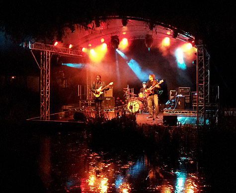 Stage over water at Sunningwell Festival